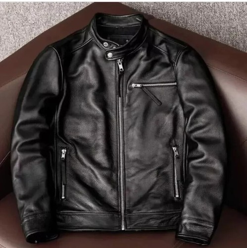 Men leather jacket biker - leather,