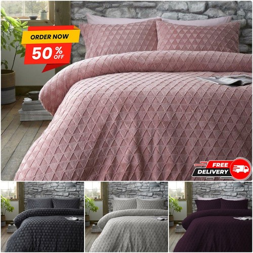 Teddy fleece geometric duvet - fleece,