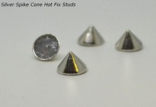100 x Heavy Metal Spike Cone Hot Fix Iron on Studs, DIY Craft, Glue Fix Stud