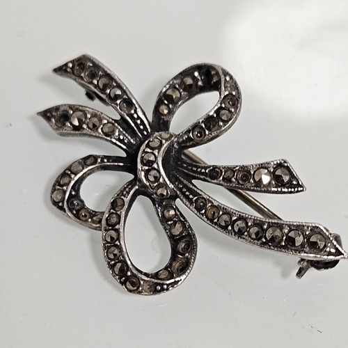 835 silver stamped - silver, marcasite