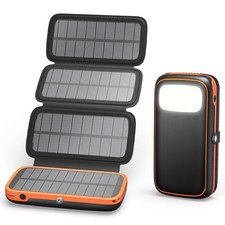 Solar Power Bank 26800mAh Portable Solar Charger with 4 Foldable Panels PD QC
