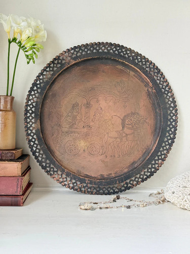 Antique copper tray with - copper,
