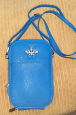 House of Milano bright blue cross body vegan leather zip up bag