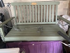 46 inch Swing Bench Wooden Hanging Outdoor Garden Patio Courtyard White