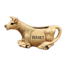Vintage Jersey Cow Creamer Milk/Cream Jug No Makers Mark Laying Down Tail Handle