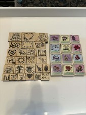 Collection of Wooden & Rubber Card Making Stamps Crafting Christmas, Birthdays