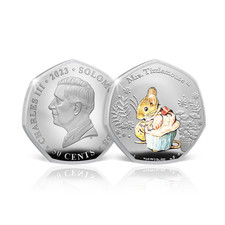 Beatrix Potter Tale of Peter Rabbit Colour Silver Coin 2023 - Mrs Tittlemouse