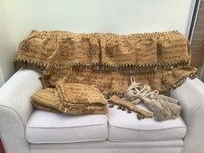 Bundle- Chenile Jacquard Pelmets & 3 Rope Tiebacks & Pair Home Made Curtains