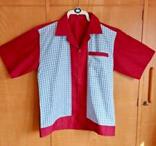 Men's medium two-tone hand-stitched 1950s Rockabilly bowling shirt