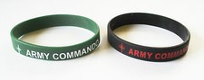 ARMY COMMANDO PRINTED SILICONE WRISTBAND - WHITE ON GREEN OR RED ON DARK NAVY