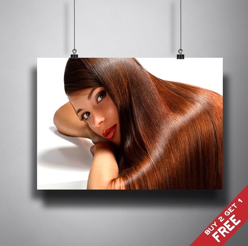 Brown shiny hair poster a4 - brown,