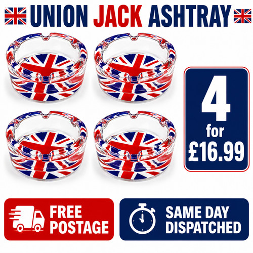 Union jack glass ashtray - union,