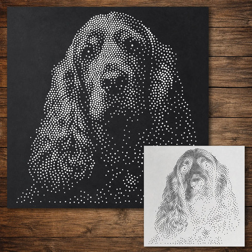 Cocker spaniel dog stipple - cocker, art