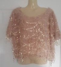 QED London Nude Pink Sequin Eyelash Top Size M/L