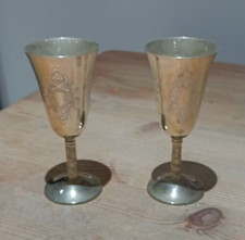 2 brass goblets 18cm high