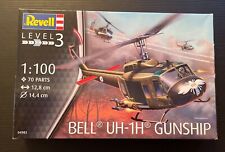 Revell Bell UH-1H Gunship 1:100 scale model helicopter kit. Model # 04983.