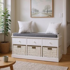 Wooden Shoe Storage Bench With