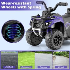 6V Kids Electric Quad Bike w/Spray Function & LED Lights-Purple