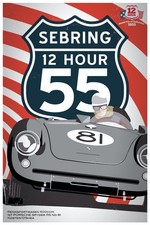 Sebring 1955 Porsche Spyder RS Digital Poster Vintage Racing Art Print