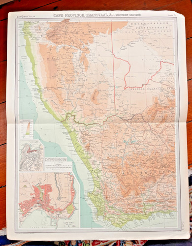 1922 antique map south africa - 1922, map: