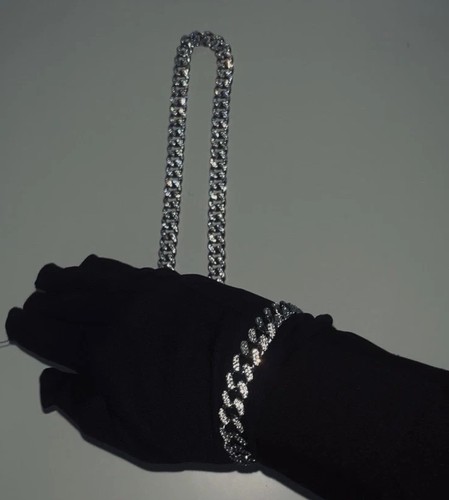 Silver cuban link chain - silver,