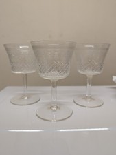 Vintage Lady Hamilton Pall Mall Glasses  X 3 Cut Etched Sherry Port Wine Liqueur