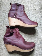 No.6 Wedge Clog Boot Dark Chestnut Brown Leather Eu40 US 8.5-9 RRP $350