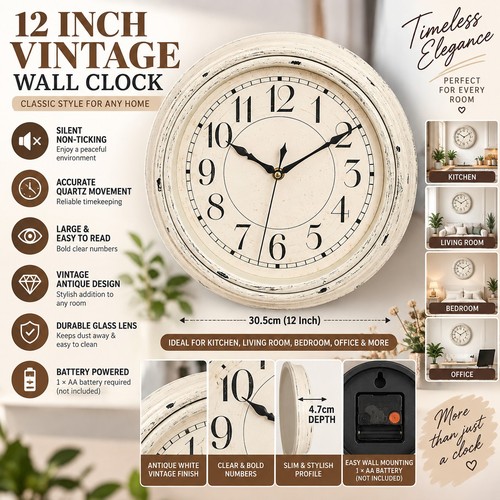 Vintage wall clock silent - wall,