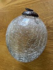 Vintage Large Heavy Kugel Clear Crackle Glass Christmas Bauble