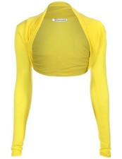 Ladies Long Sleeve Shrug Open Front Cropped Bolero Cardigan Plain Summer Top