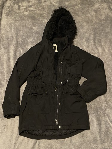 Girls black parka coat - girls,