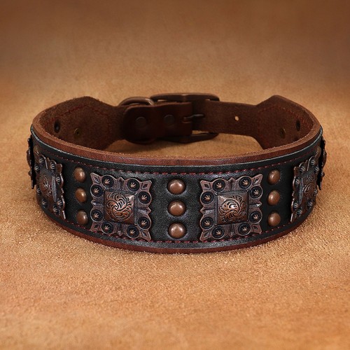 Wide luxury leather studded - wide,