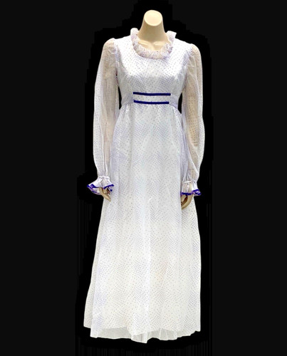 Vtg 70s flocked chiffon maxi - 70s,