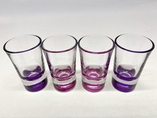 4x Shot Glasses 2 Pink 2 Purple Heavy Base Vodka Tequila 7cmH