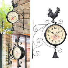 Hanging Paddington Station Double Sided Wall Clock w/ Brackets Kit Mute Movement