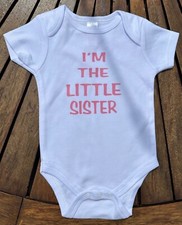 Baby Vest Bodysuit Short Sleeve I'm The Little Sister  FREE POSTAGE
