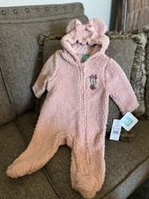 Disney Baby Infant  Girl Pram Super Soft Minnie Mouse Ears Bow Pink Sz 3-6 Mos