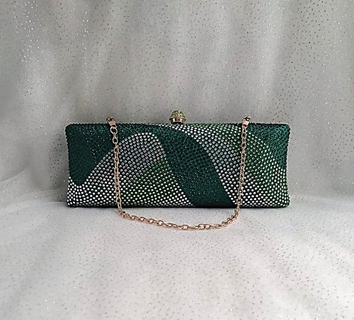 Emerald green crystal clutch - emerald,