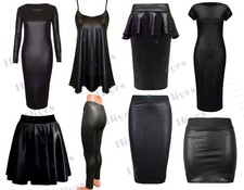 Womens Wet Look Faux Leather