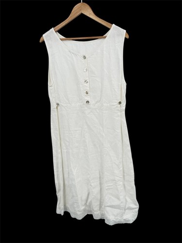 Subtle tones white linen - linen, midi
