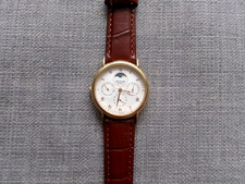 Accurist GP moonphase/day/date/24HR 285000 New batt/leather strap. Good W.O.
