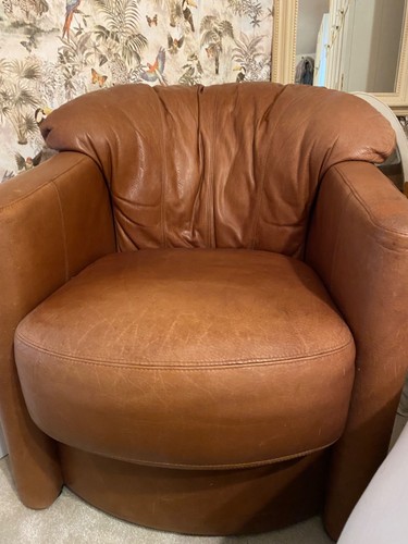 Tub chair leather second - leather-,