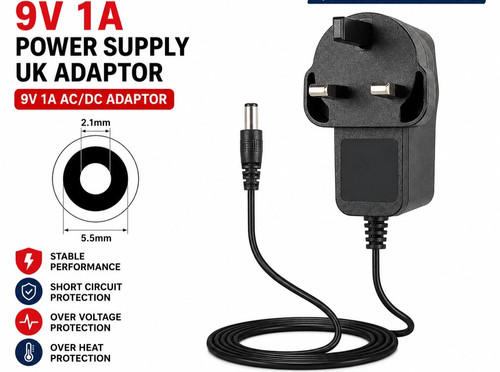 Power supply 9v adaptor - power, uk