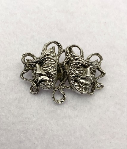 Vintage theatre mask brooch - theatre,