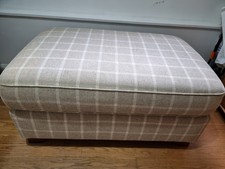 Marks and Spencer XL Natural/Beige ‘Colworth Check’ Rectangular Footstool pouffe