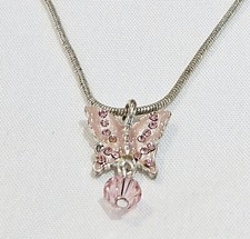 necklace butterfly NEXT pink pendant silver delicate Costume Jewellery Fault