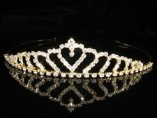 Bridesmaid Prom Wedding Flower Girl Queen Crystal Gold Plated Tiara T034g UK
