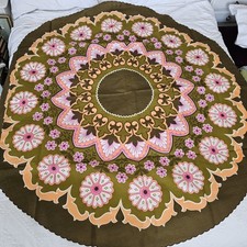 Vintage 60s/70s Circular Tablecloth New Retro Pattern Campervan Caravan 66" 