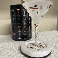 LOLITA'S “FROSTY'S PARTY“ Martini Glass~NIB~7oz Hand-Painted, NEVER USED