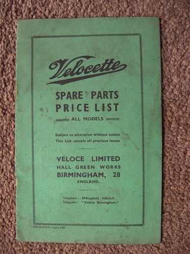 Velocette original spare parts - velocette,
